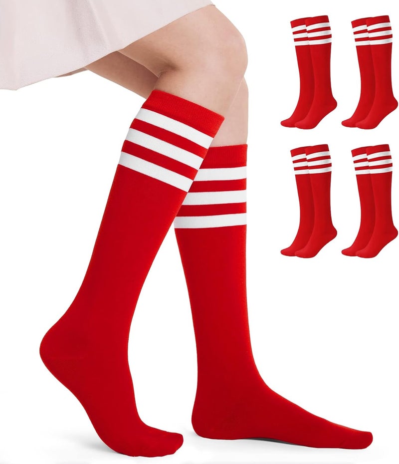 FITRELL Women's Knee High Socks Outdoor Sport Athletic Socks Casual Stripe Tube Socks 1-4 Pack - Image 3